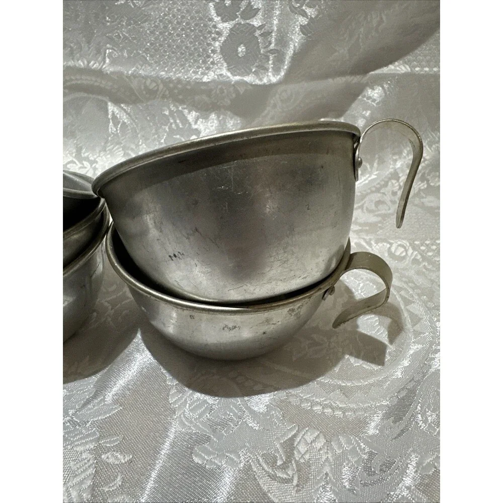 Vintage Aluminum Camping Cups Set 5